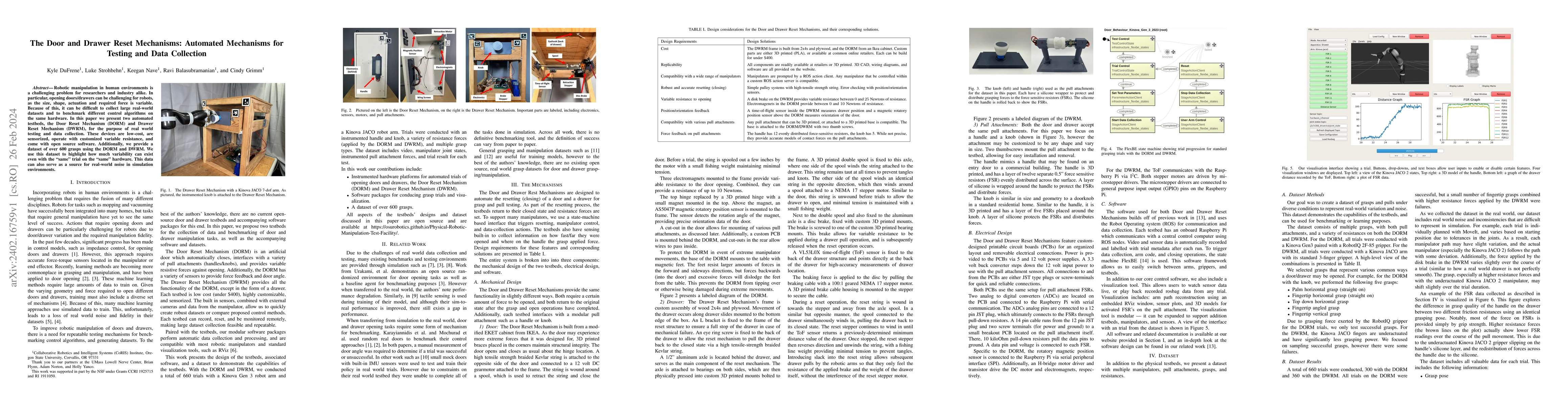 Thumbnail for The Door and Drawer Reset Mechanisms: Automated Mechanisms for Testing
  and Data Collection