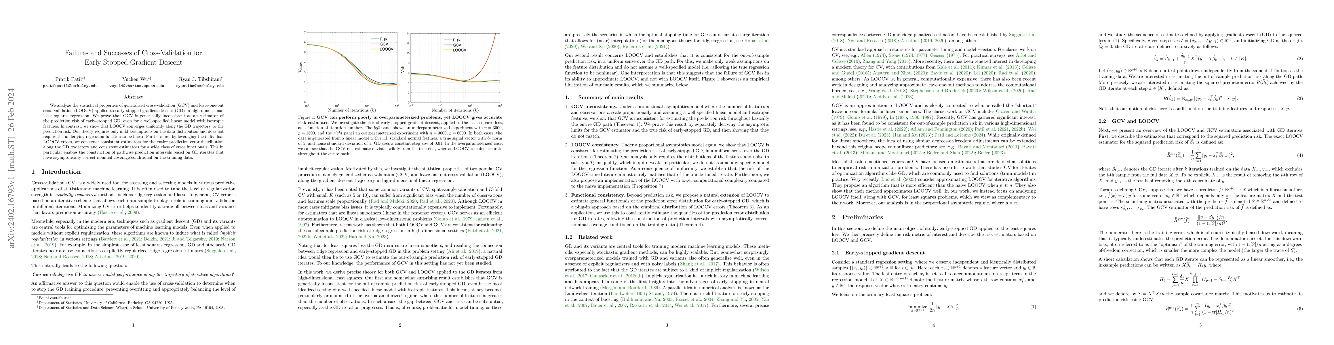 Thumbnail for Failures and Successes of Cross-Validation for Early-Stopped Gradient
  Descent