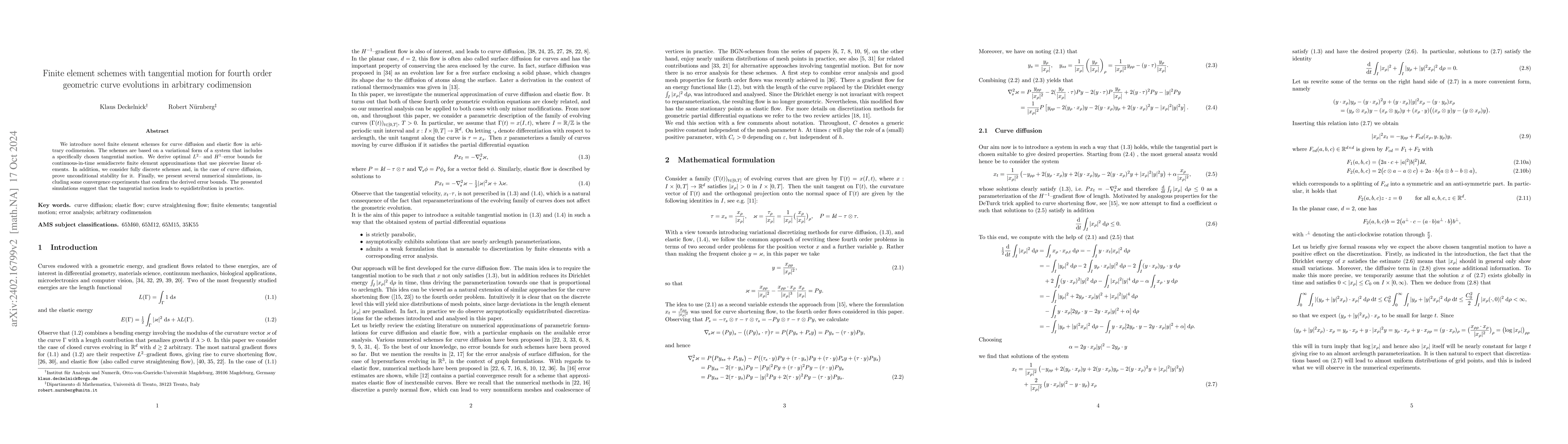 Thumbnail for Finite element schemes with tangential motion for fourth order geometric
  curve evolutions in arbitrary codimension
