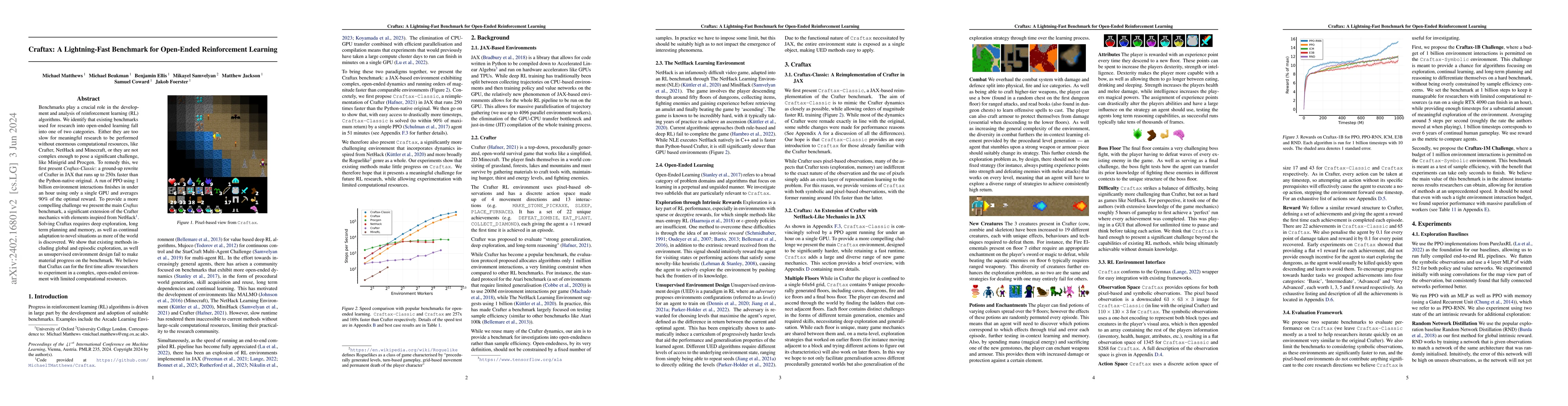 Thumbnail for Craftax: A Lightning-Fast Benchmark for Open-Ended Reinforcement
  Learning