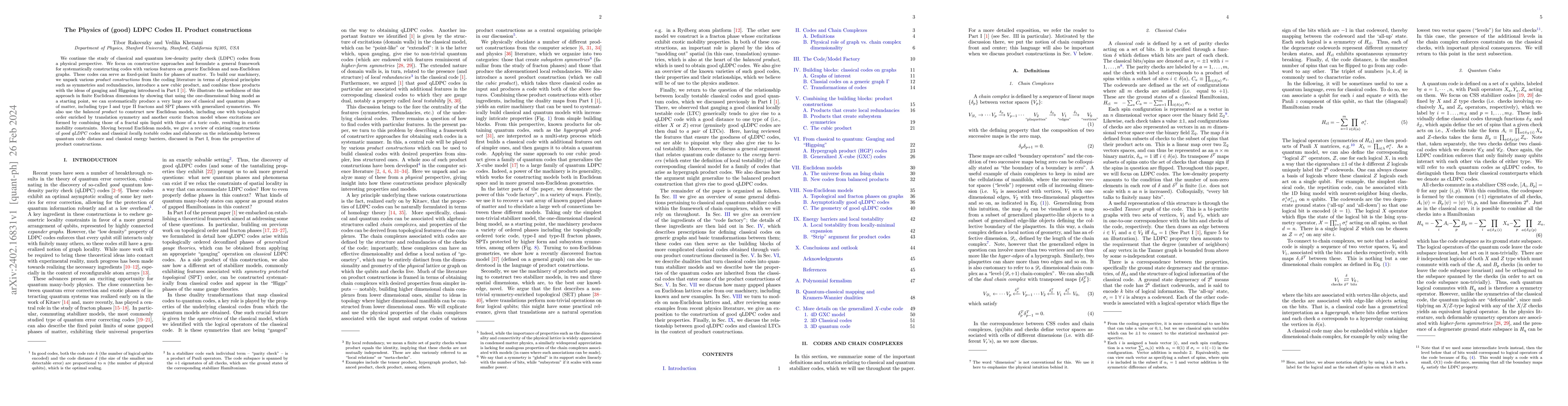 Thumbnail for The Physics of (good) LDPC Codes II. Product constructions