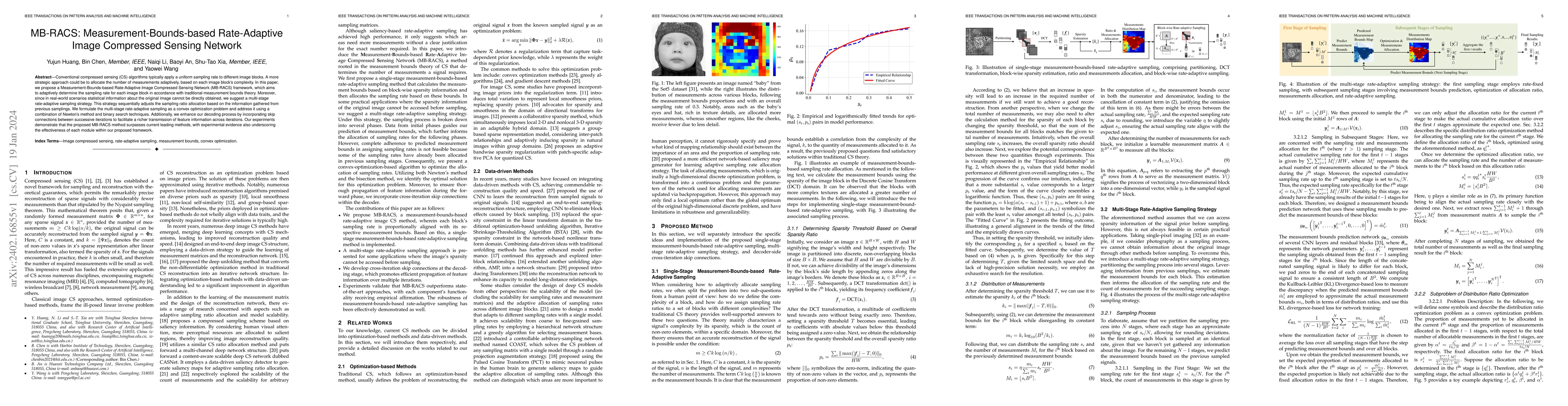 Thumbnail for MB-RACS: Measurement-Bounds-based Rate-Adaptive Image Compressed Sensing
  Network