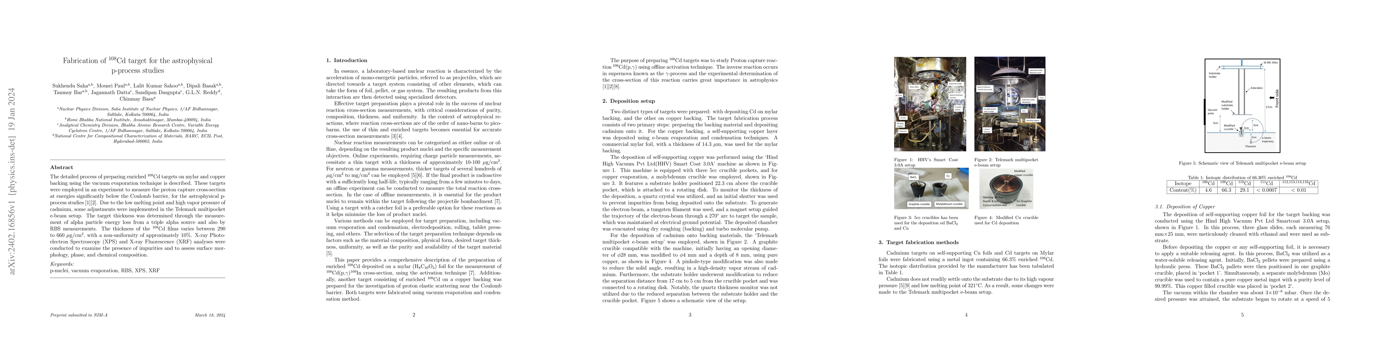 Thumbnail for Fabrication of $^{108}$Cd target for the astrophysical p-process studies