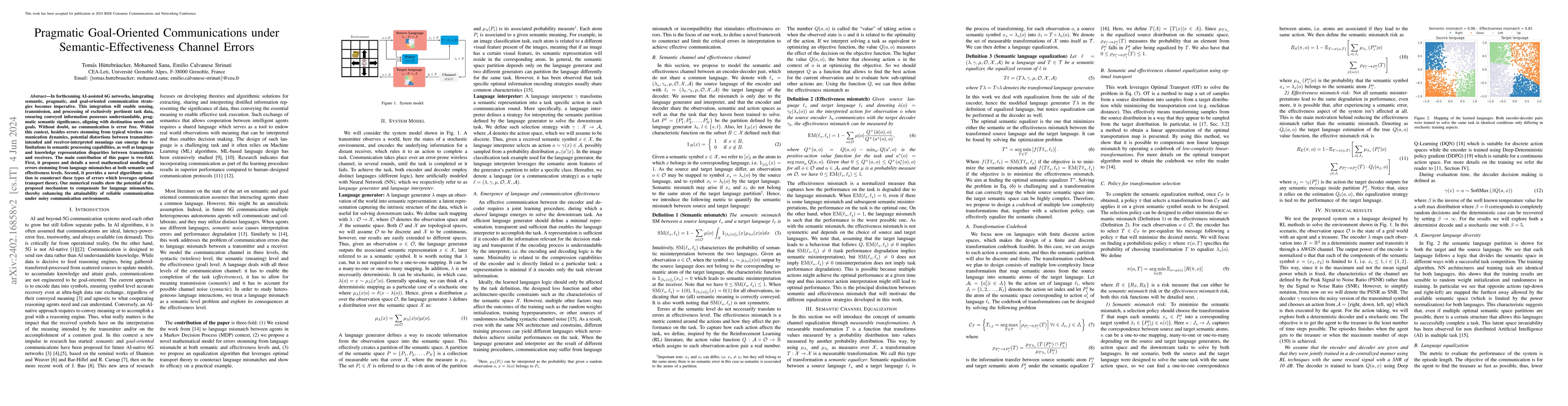 Thumbnail for Pragmatic Goal-Oriented Communications under Semantic-Effectiveness
  Channel Errors