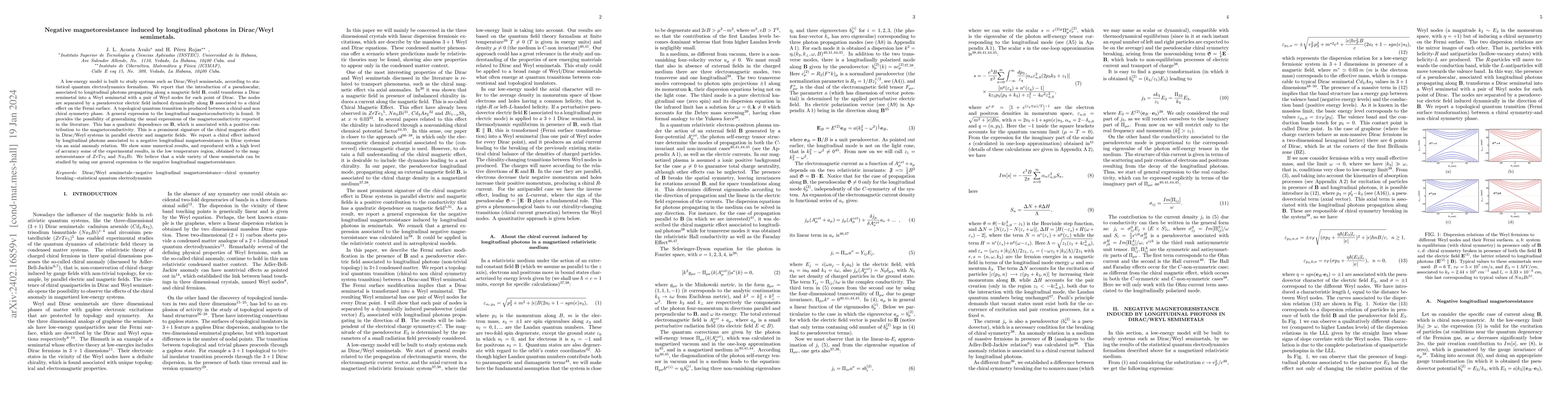 Thumbnail for Negative magnetoresistance induced by longitudinal photons in Dirac/Weyl
  semimetals
