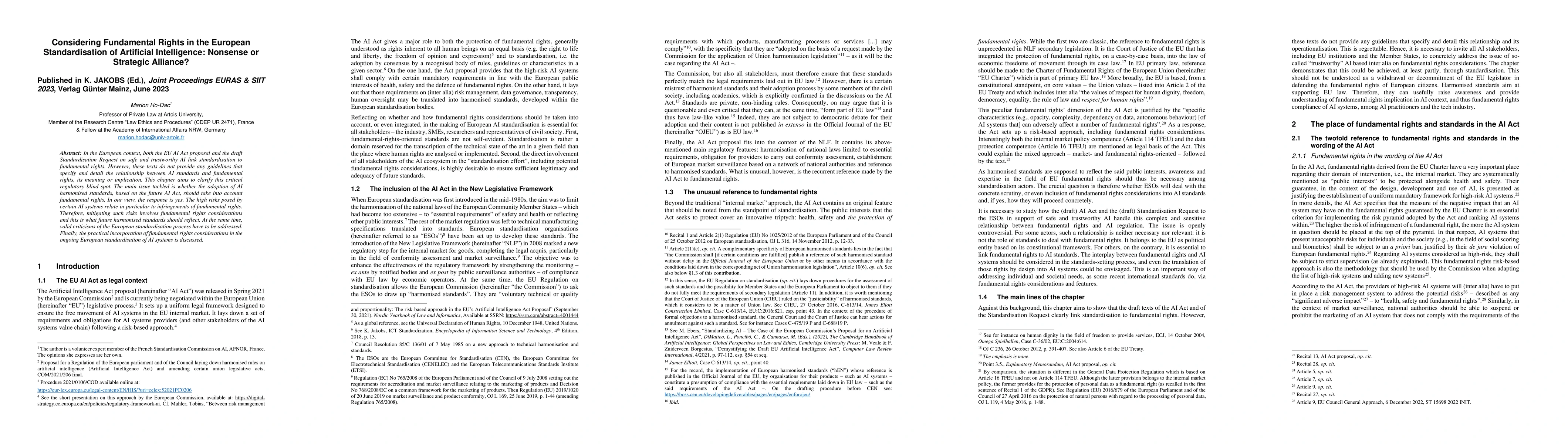 Thumbnail for Considering Fundamental Rights in the European Standardisation of
  Artificial Intelligence: Nonsense or Strategic Alliance?