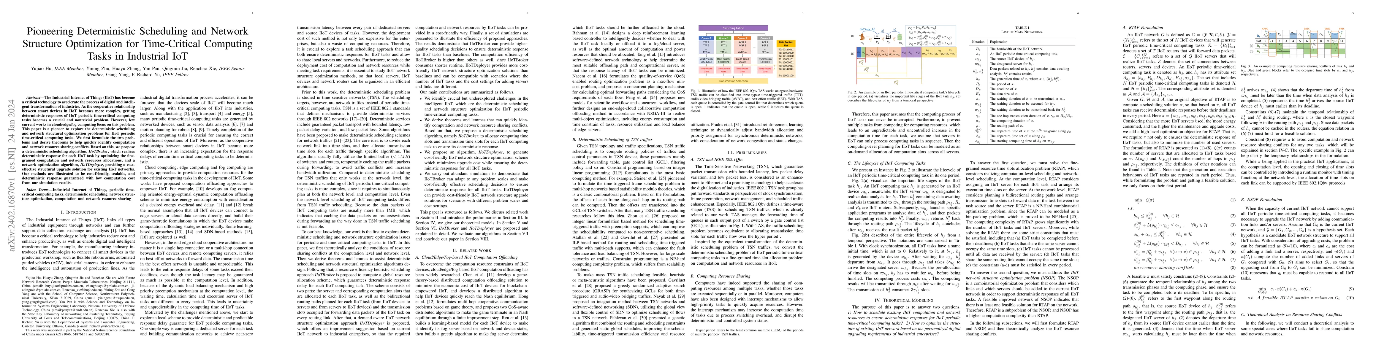 Thumbnail for Pioneering Deterministic Scheduling and Network Structure Optimization
  for Time-Critical Computing Tasks in Industrial IoT