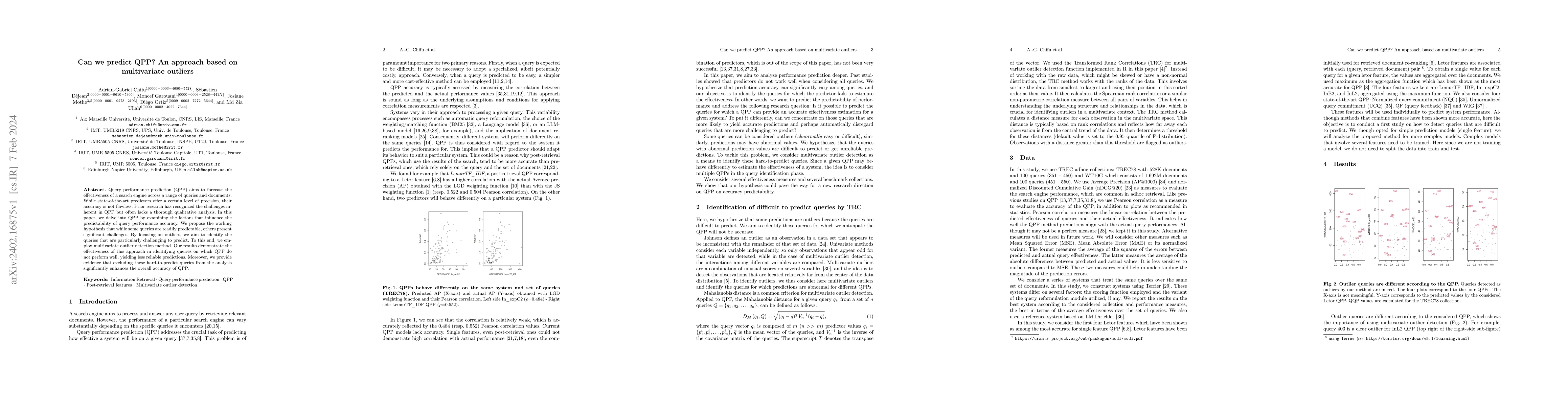 Thumbnail for Can we predict QPP? An approach based on multivariate outliers