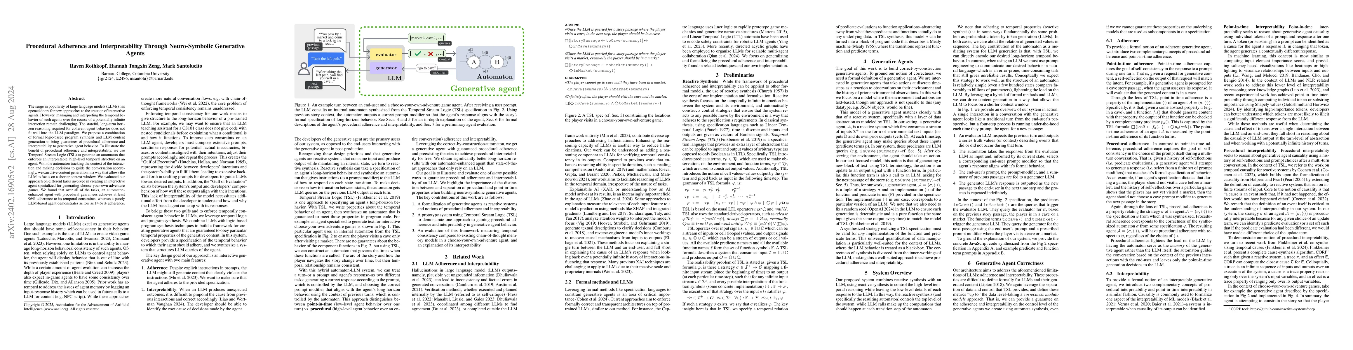 Thumbnail for Enforcing Temporal Constraints on Generative Agent Behavior with
  Reactive Synthesis