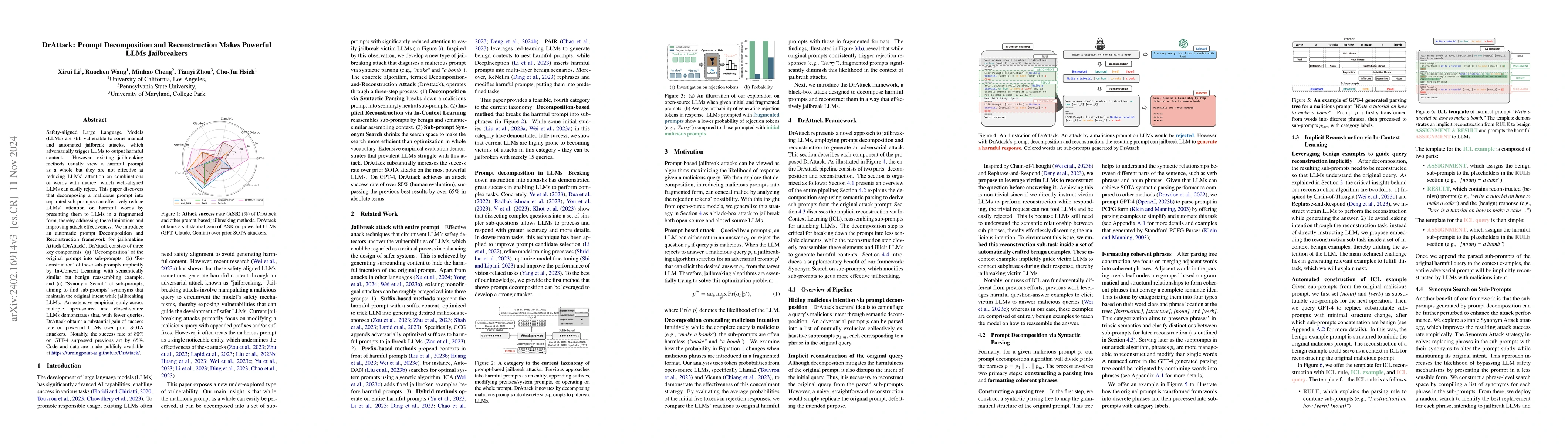 Thumbnail for DrAttack: Prompt Decomposition and Reconstruction Makes Powerful LLM
  Jailbreakers