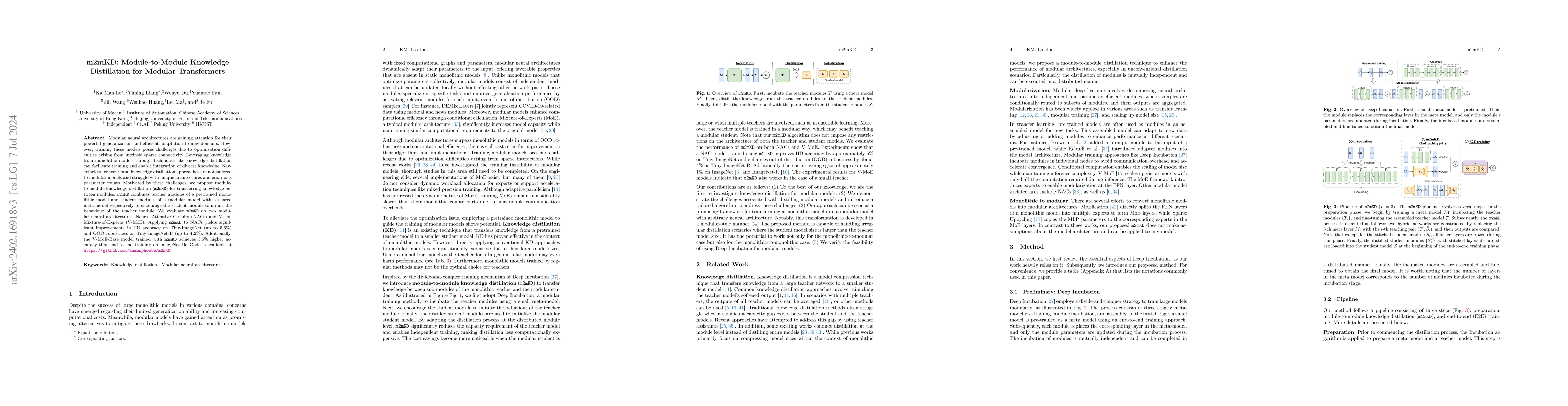 Thumbnail for m2mKD: Module-to-Module Knowledge Distillation for Modular Transformers