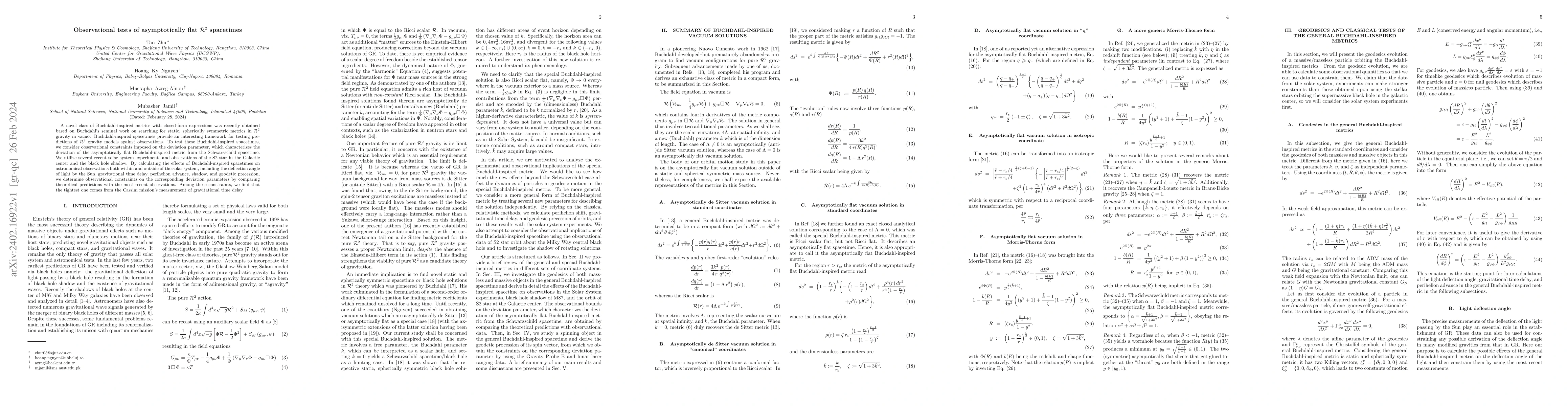 Thumbnail for Observational tests of asymptotically flat ${\cal R}^{2}$ spacetimes