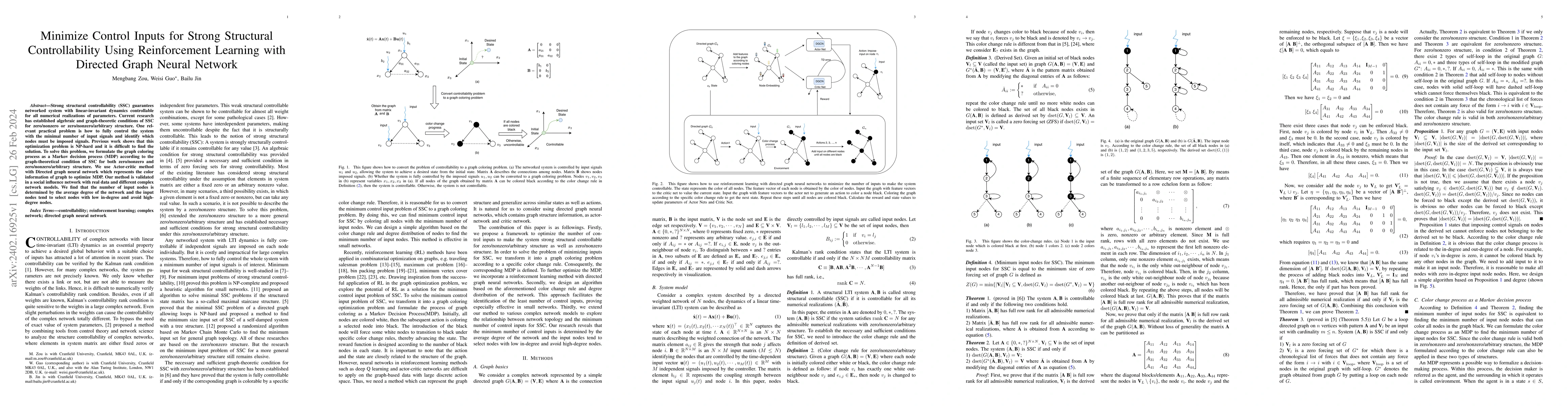 Thumbnail for Minimize Control Inputs for Strong Structural Controllability Using
  Reinforcement Learning with Graph Neural Network