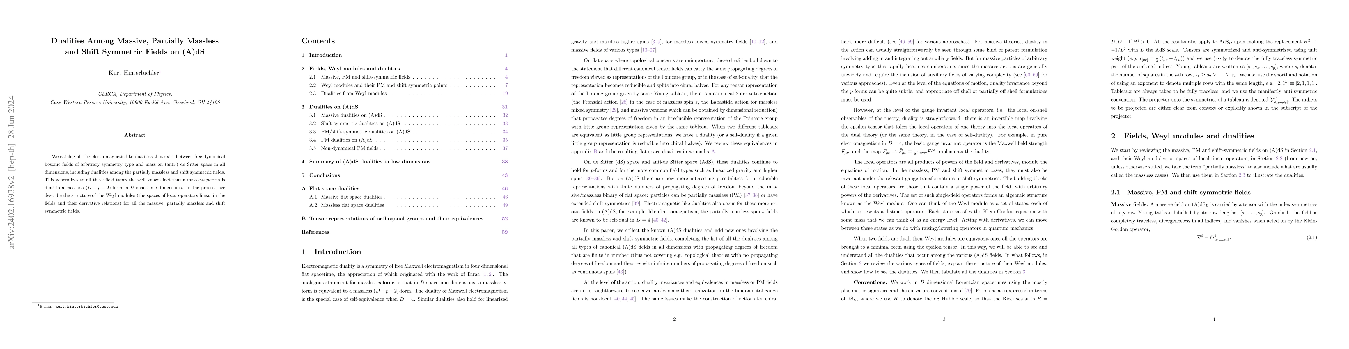 Thumbnail for Dualities Among Massive, Partially Massless and Shift Symmetric Fields
  on (A)dS