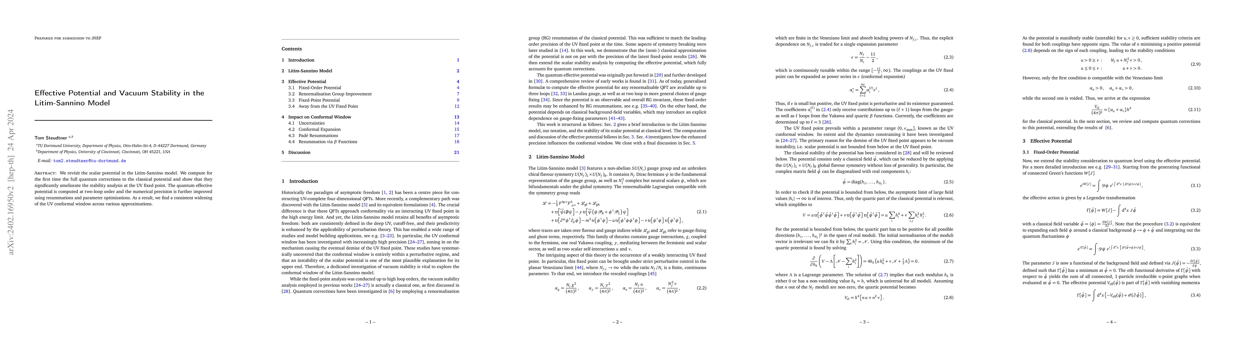 Thumbnail for Effective Potential and Vacuum Stability in the Litim-Sannino Model