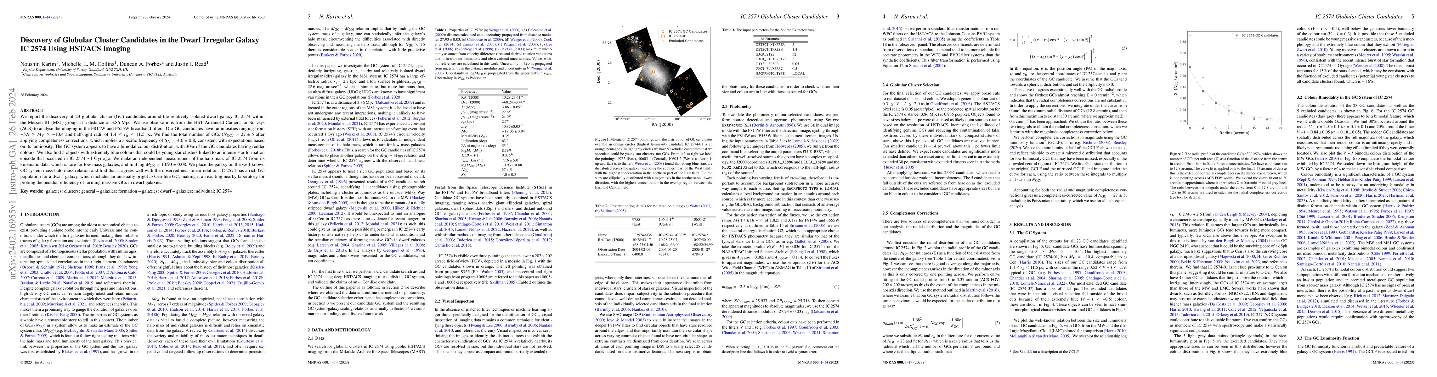 Thumbnail for Discovery of Globular Cluster Candidates in the Dwarf Irregular Galaxy
  IC 2574 Using HST/ACS Imaging
