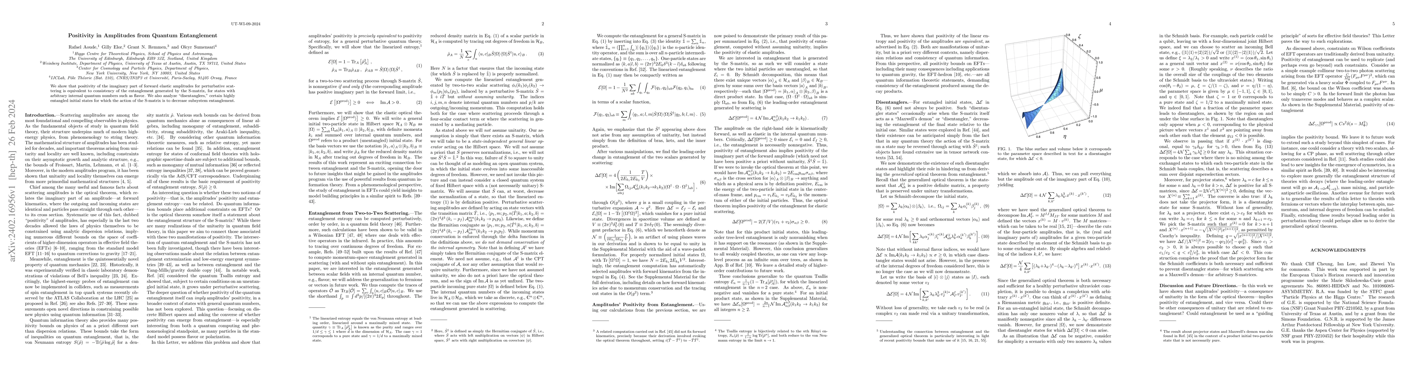 Thumbnail for Positivity in Amplitudes from Quantum Entanglement