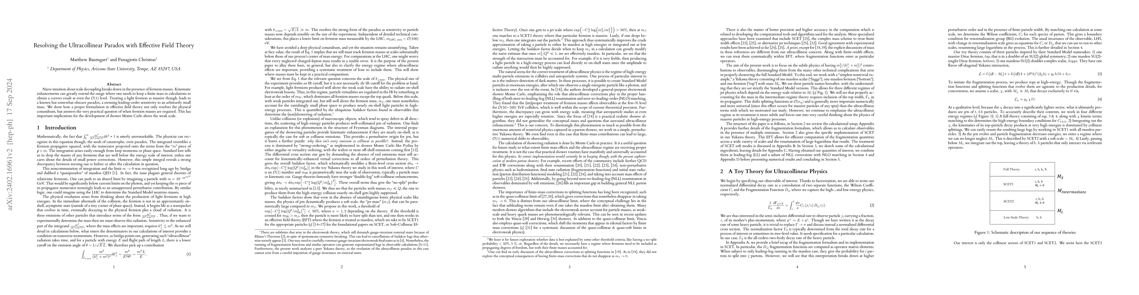 Thumbnail for Resolving the Ultracollinear Paradox with Effective Field Theory