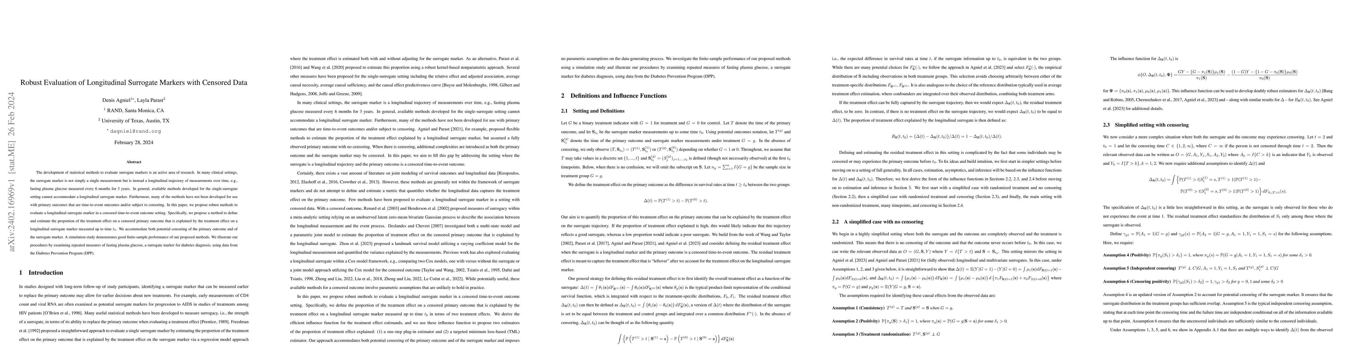 Thumbnail for Robust Evaluation of Longitudinal Surrogate Markers with Censored Data