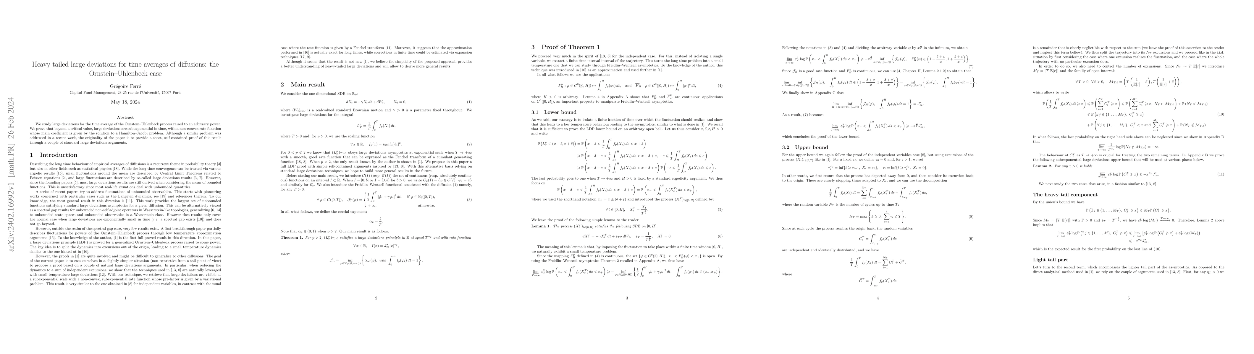 Thumbnail for Heavy tailed large deviations for time averages of diffusions: the
  Ornstein-Uhlenbeck case