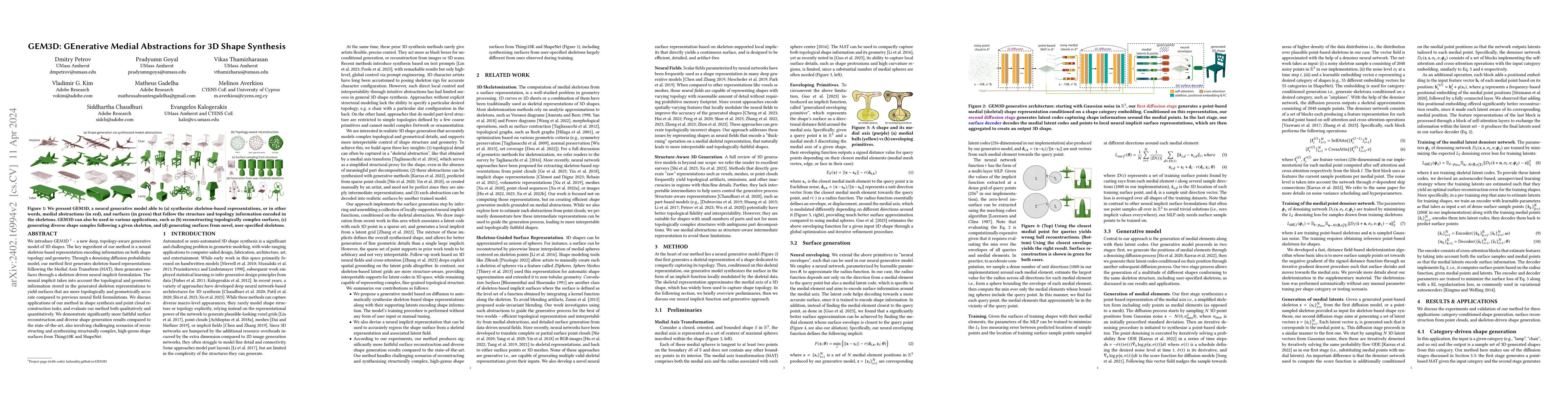 Thumbnail for GEM3D: GEnerative Medial Abstractions for 3D Shape Synthesis