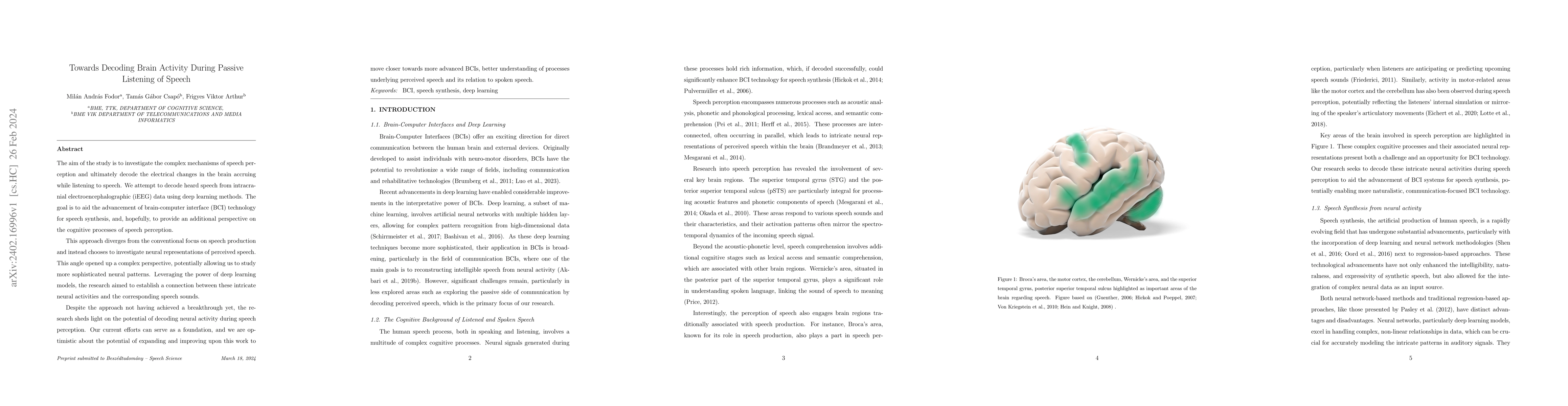 Thumbnail for Towards Decoding Brain Activity During Passive Listening of Speech