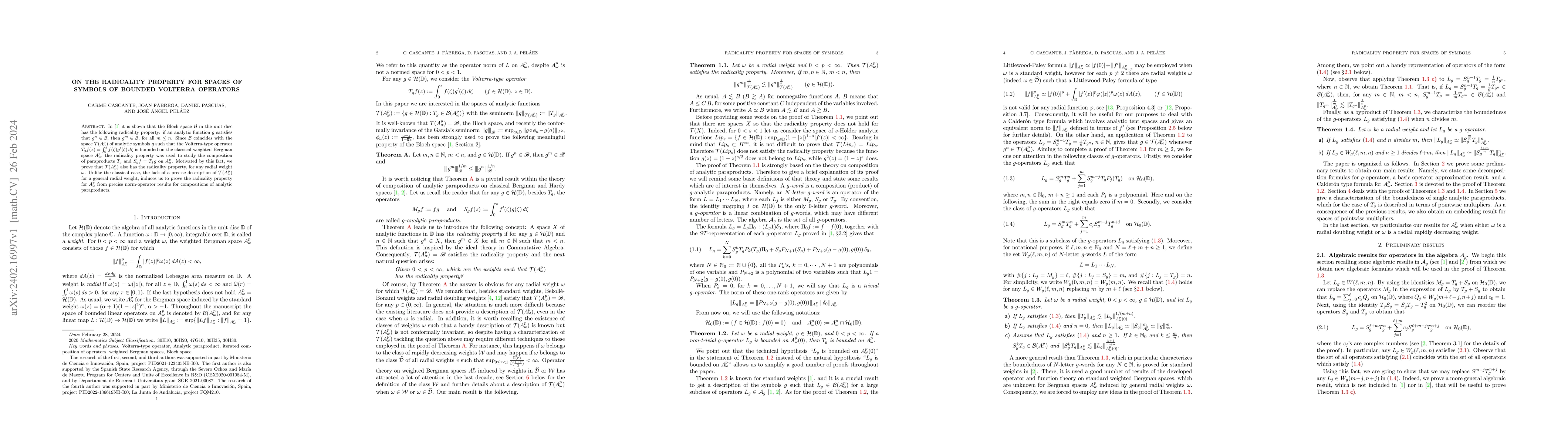 Thumbnail for On the radicality property for spaces of symbols of bounded Volterra
  operators