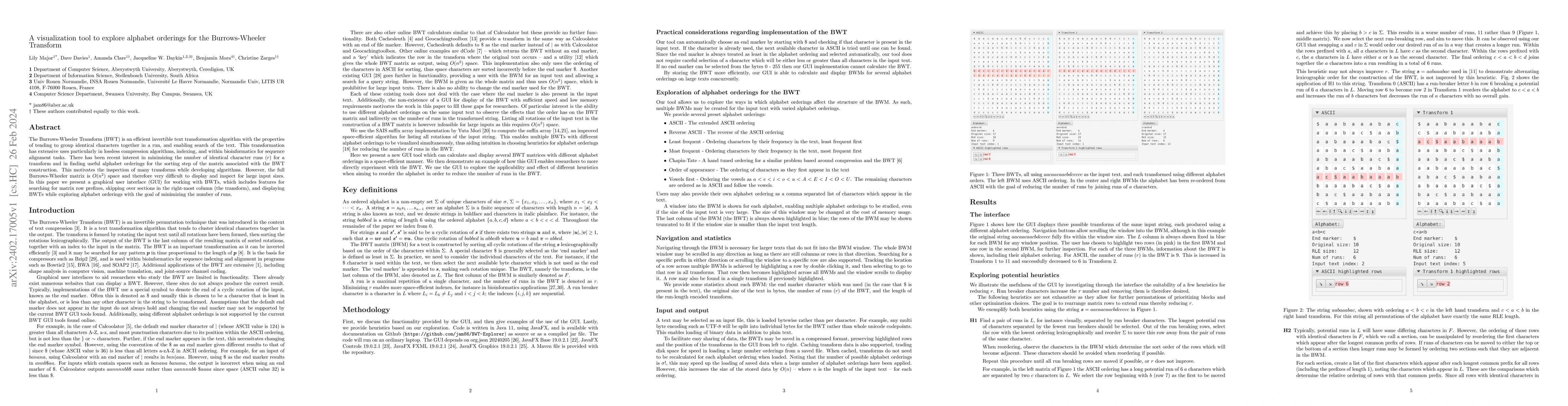 Thumbnail for A visualization tool to explore alphabet orderings for the
  Burrows-Wheeler Transform