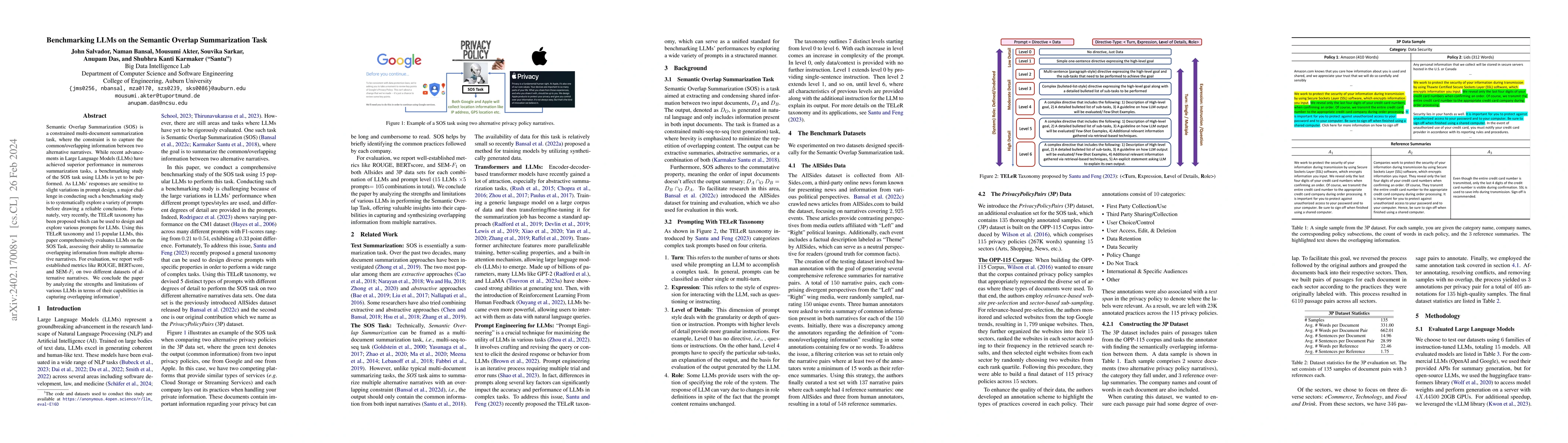 Thumbnail for Benchmarking LLMs on the Semantic Overlap Summarization Task
