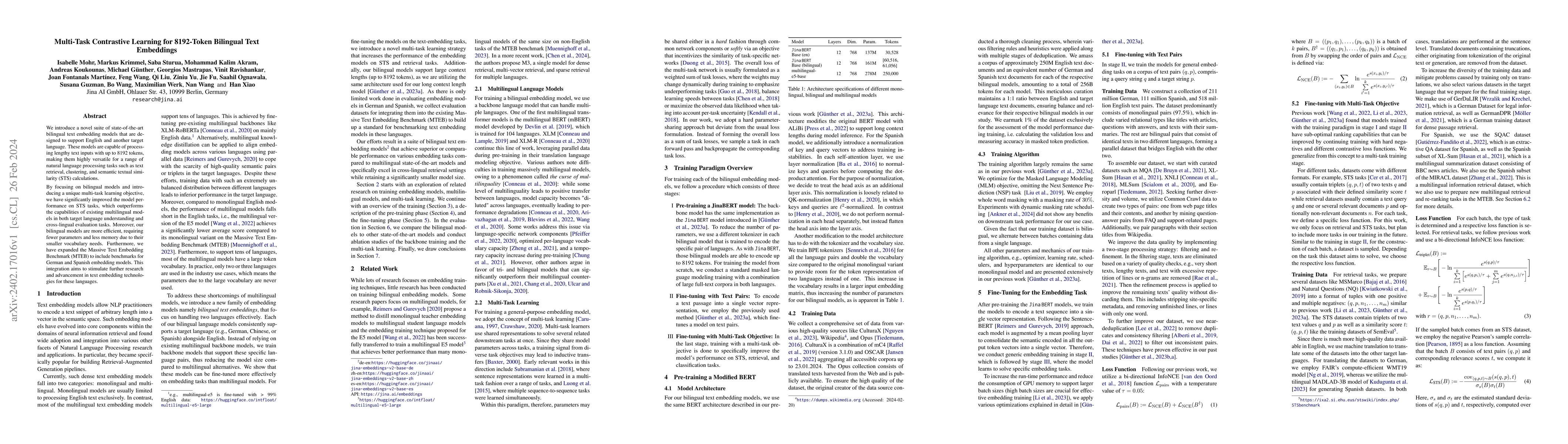 Thumbnail for Multi-Task Contrastive Learning for 8192-Token Bilingual Text Embeddings