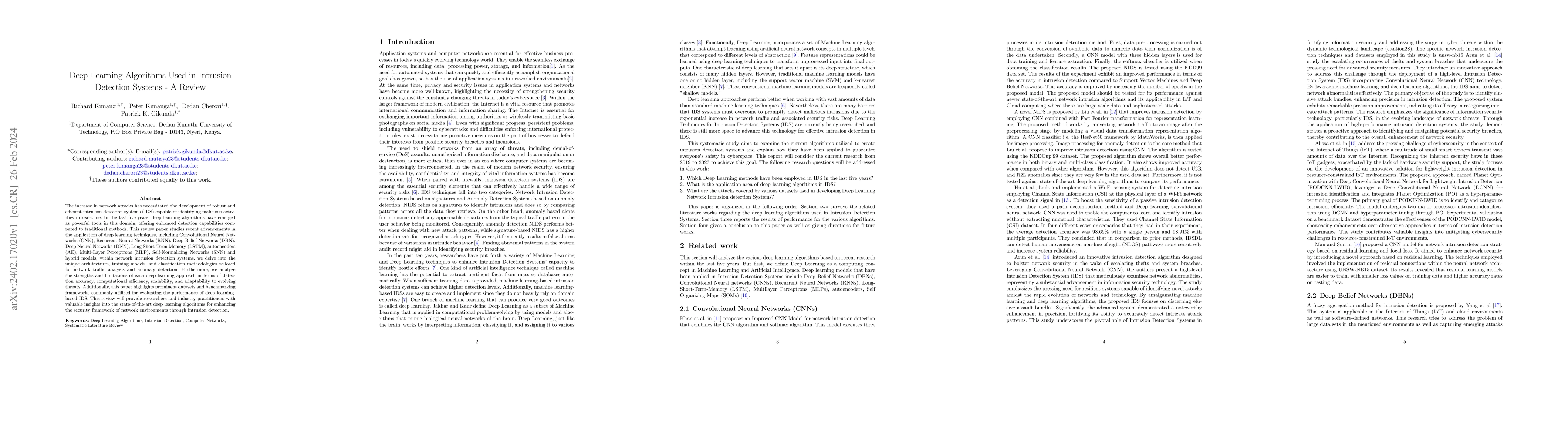 Thumbnail for Deep Learning Algorithms Used in Intrusion Detection Systems -- A Review