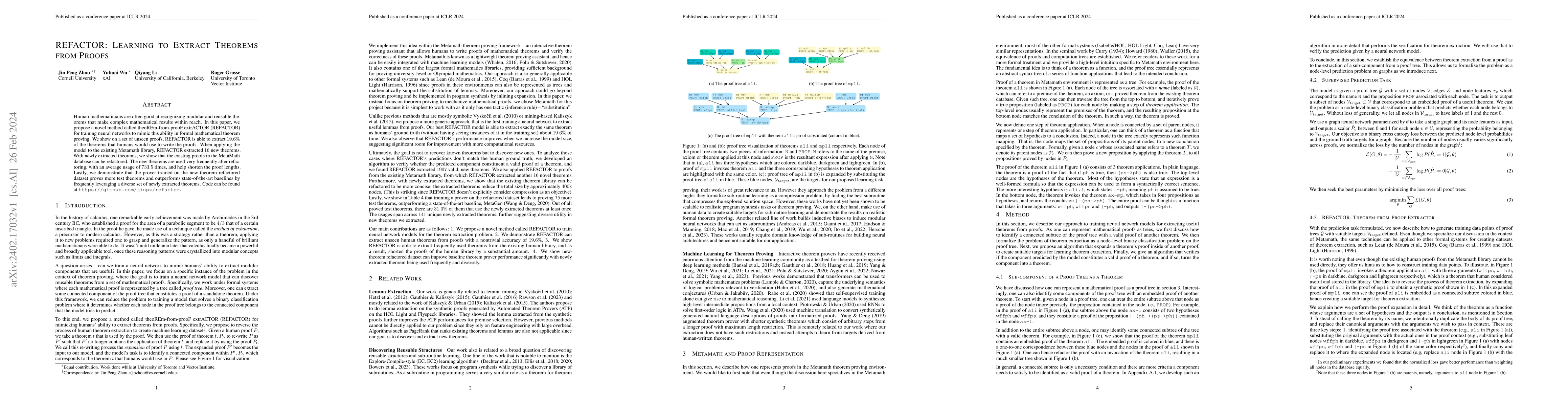 Thumbnail for REFACTOR: Learning to Extract Theorems from Proofs