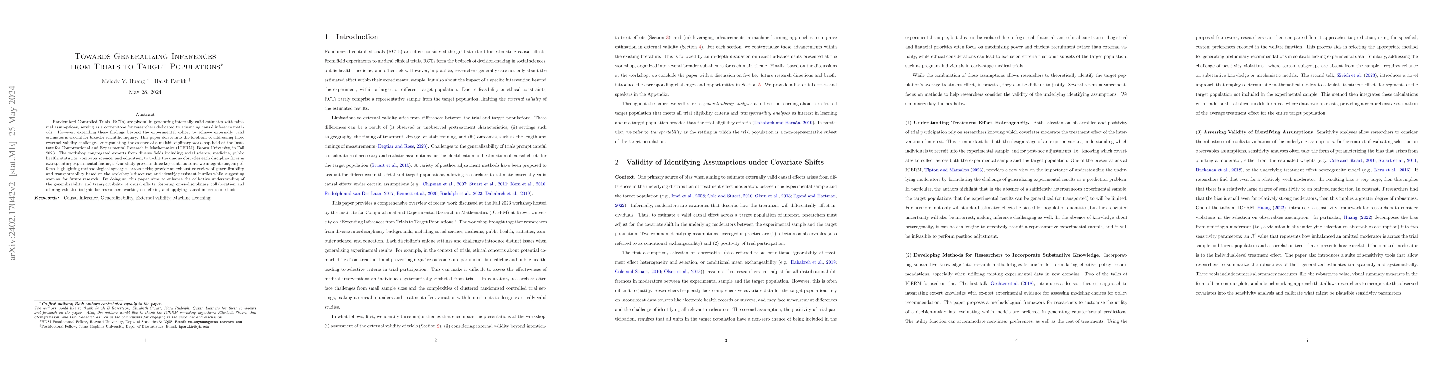 Thumbnail for Towards Generalizing Inferences from Trials to Target Populations