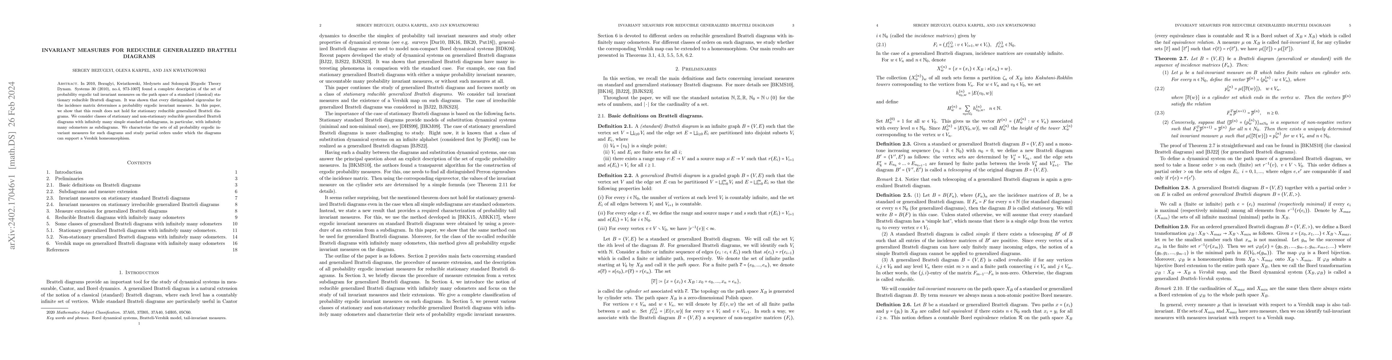 Thumbnail for Invariant measures for reducible generalized Bratteli diagrams