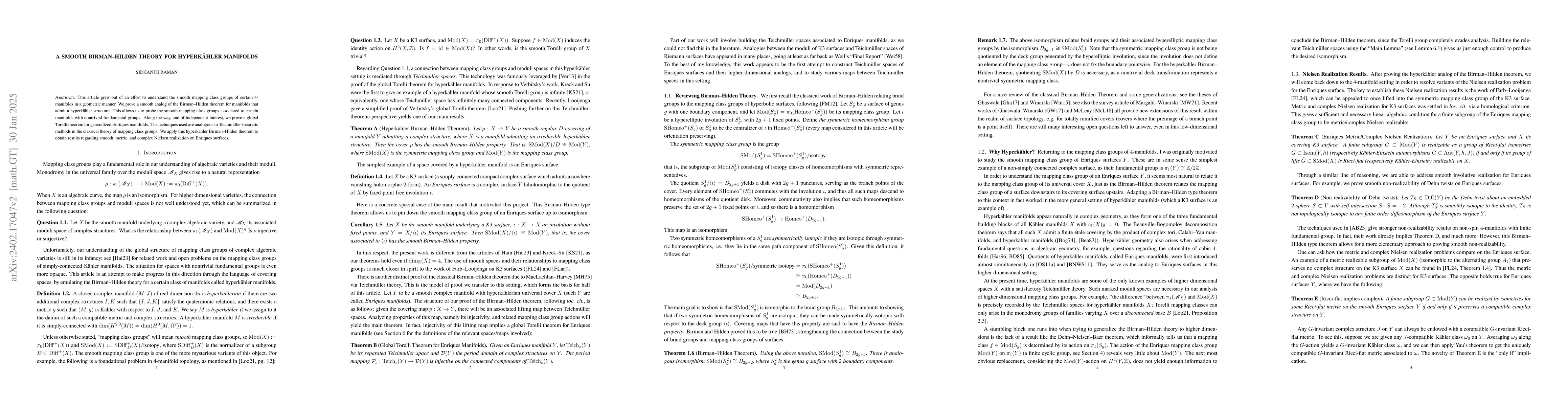 Thumbnail for A smooth Birman-Hilden theory for hyperk\"ahler manifolds