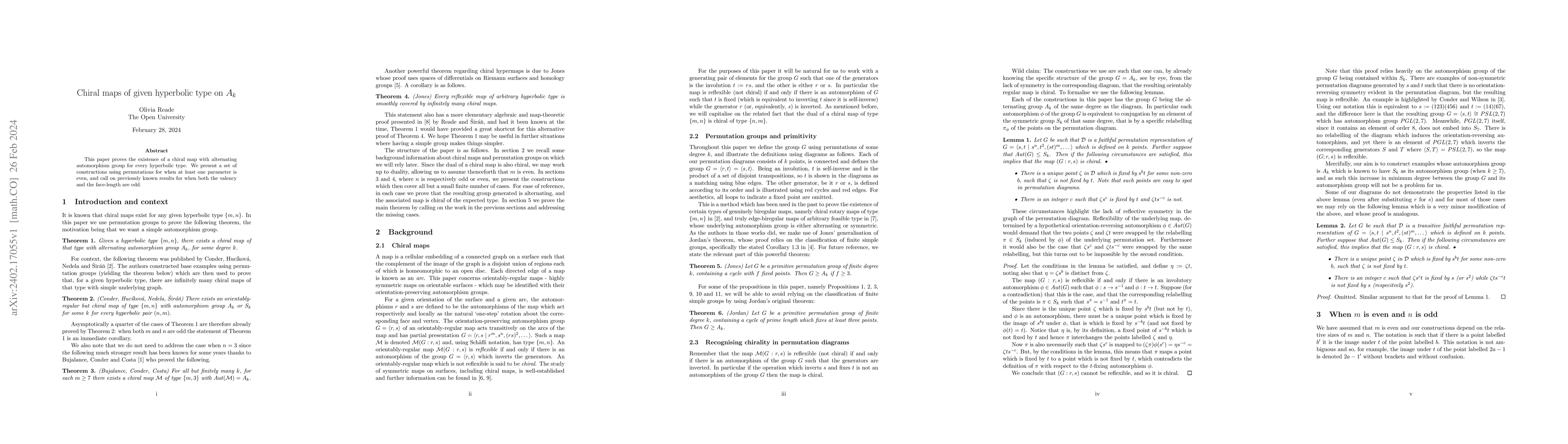Thumbnail for Chiral maps of given hyperbolic type on $A_k$