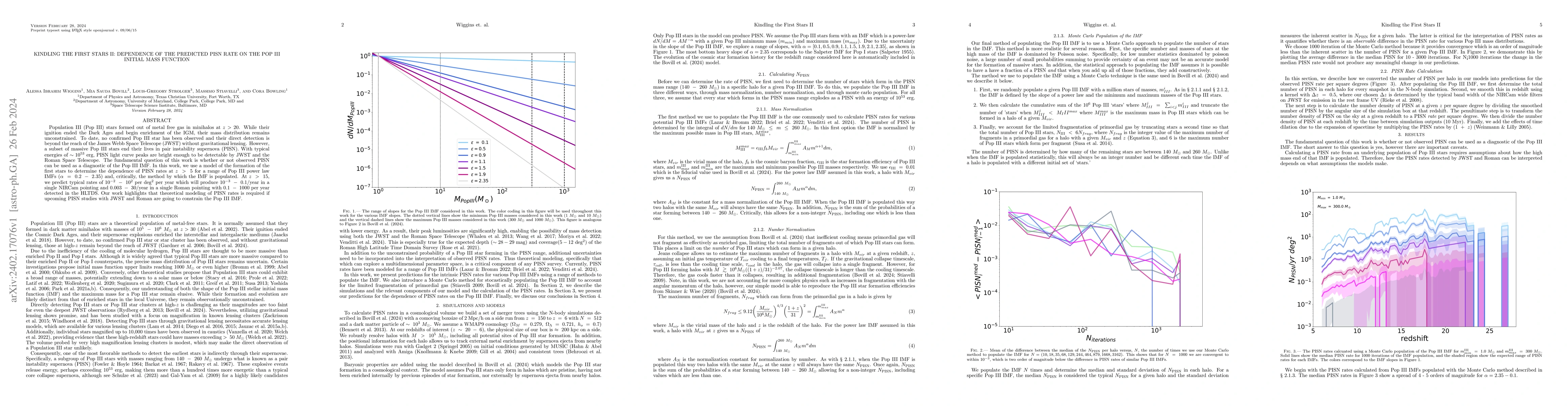Thumbnail for Kindling the First Stars II: Dependence of the Predicted PISN Rate on
  the Pop III Initial Mass Function