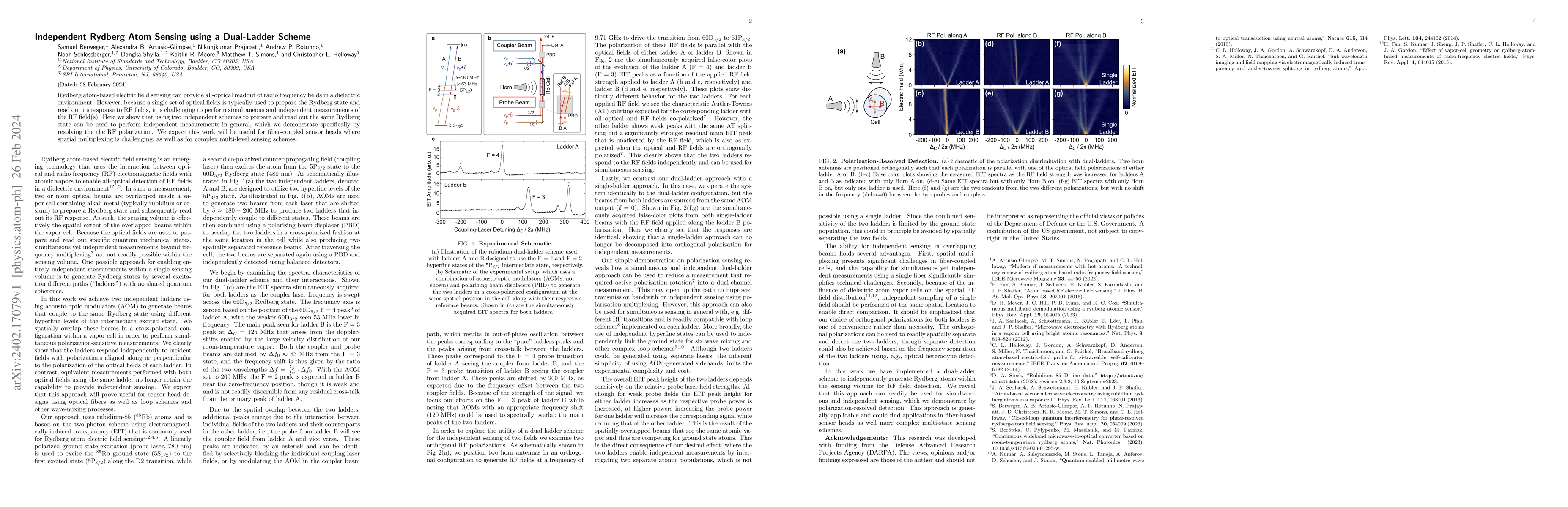 Thumbnail for Independent Rydberg Atom Sensing using a Dual-Ladder Scheme