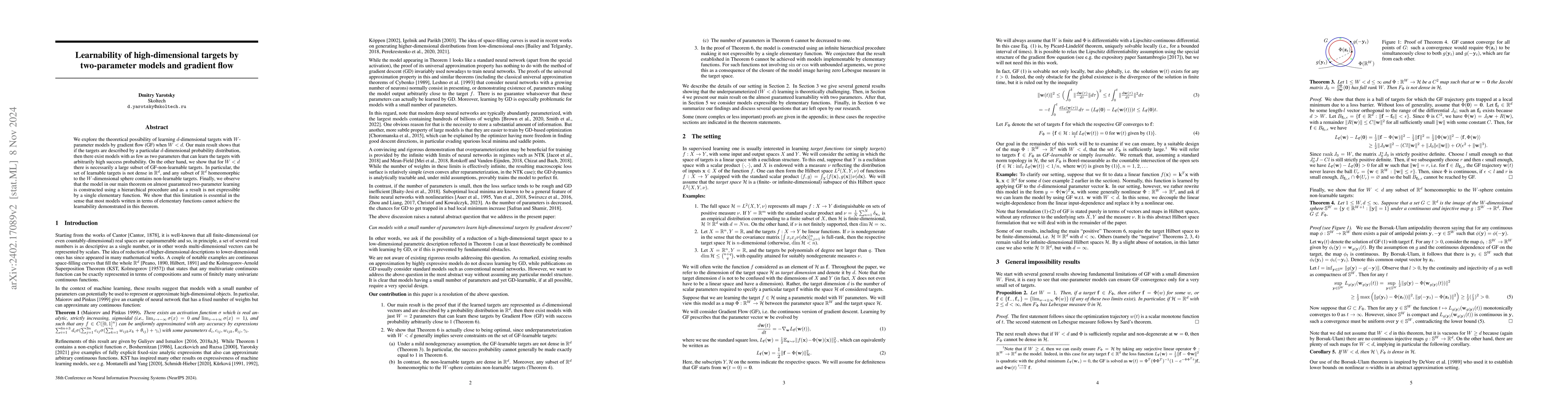 Thumbnail for Learning high-dimensional targets by two-parameter models and gradient
  flow
