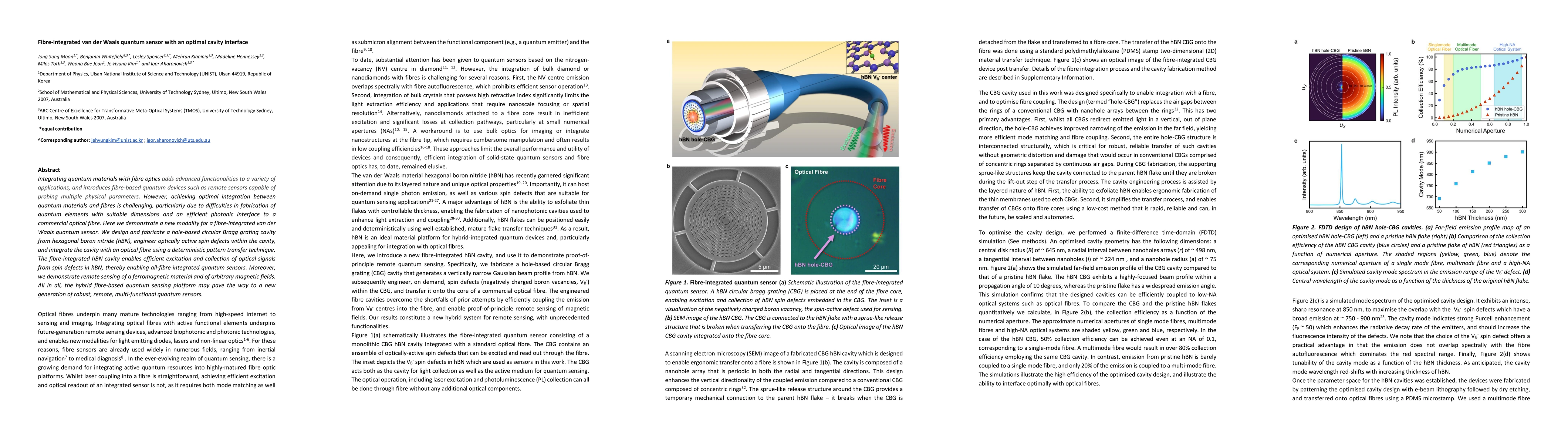 Thumbnail for Fibre-integrated van der Waals quantum sensor with an optimal cavity
  interface