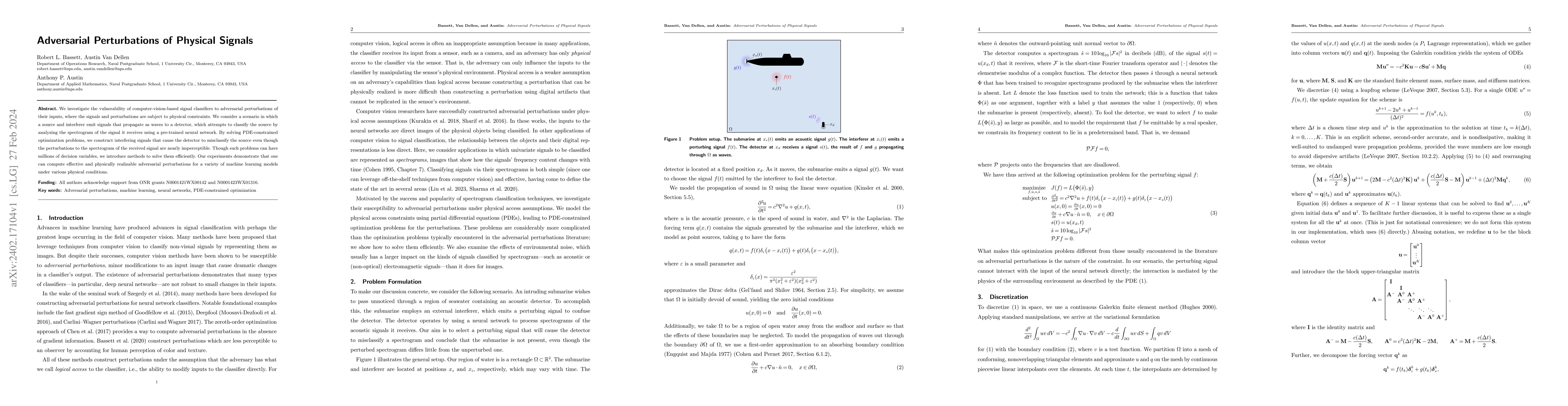 Thumbnail for Adversarial Perturbations of Physical Signals