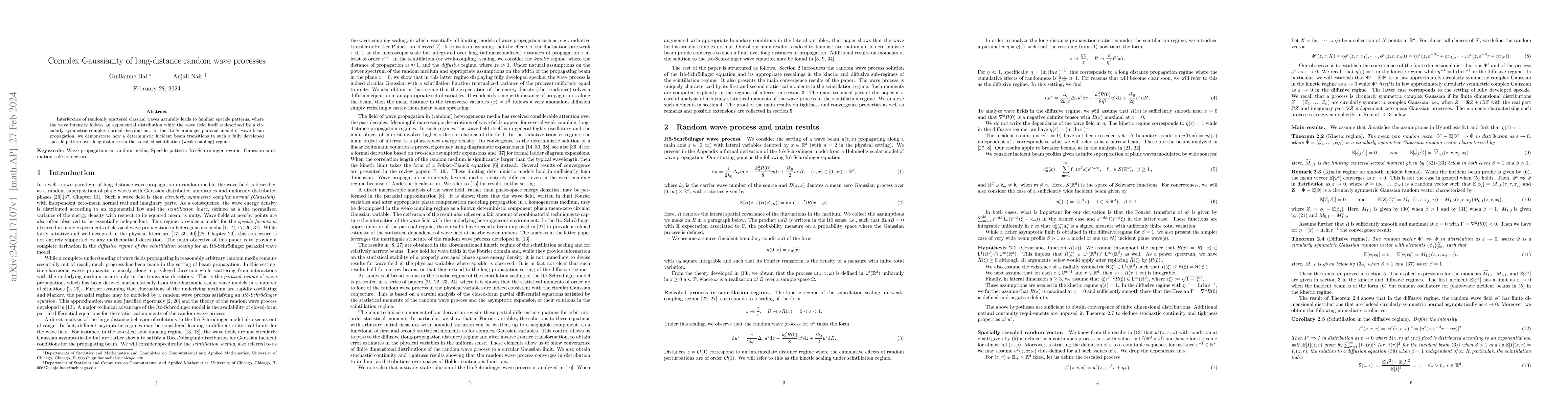 Thumbnail for Complex Gaussianity of long-distance random wave processes