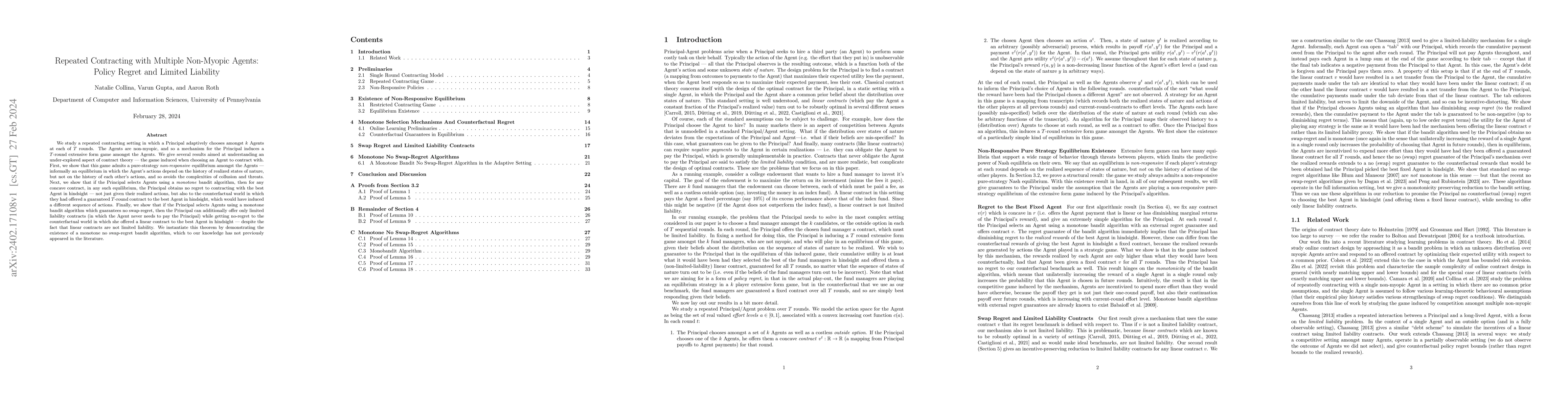 Thumbnail for Repeated Contracting with Multiple Non-Myopic Agents: Policy Regret and
  Limited Liability