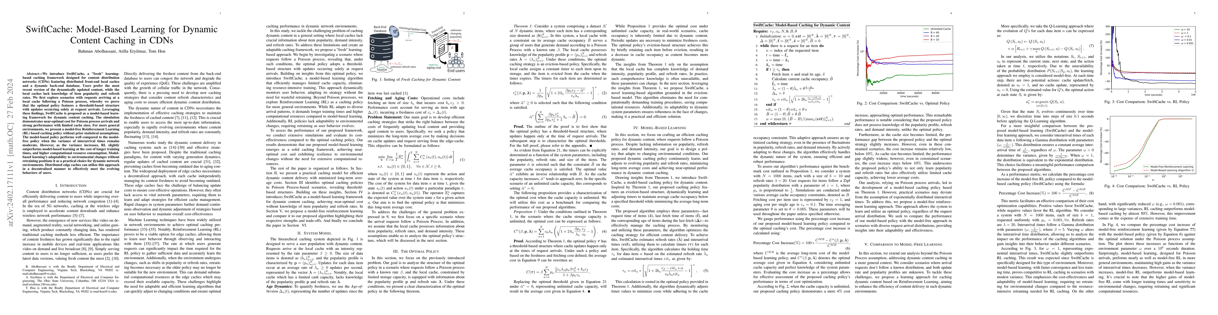 Thumbnail for SwiftCache: Model-Based Learning for Dynamic Content Caching in CDNs