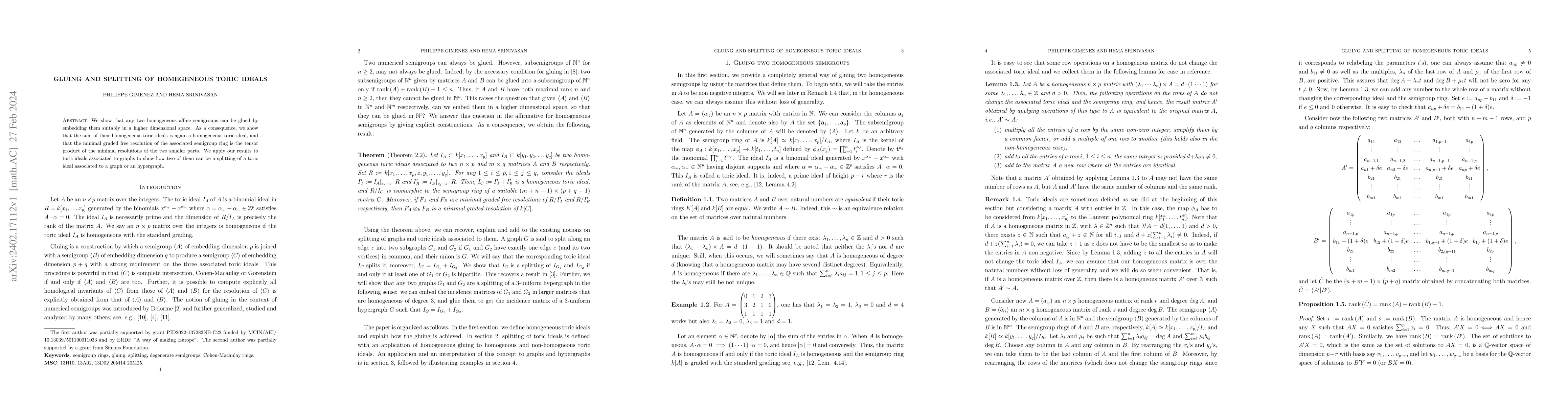 Thumbnail for Gluing And Splitting of Homogeneous Toric Ideals