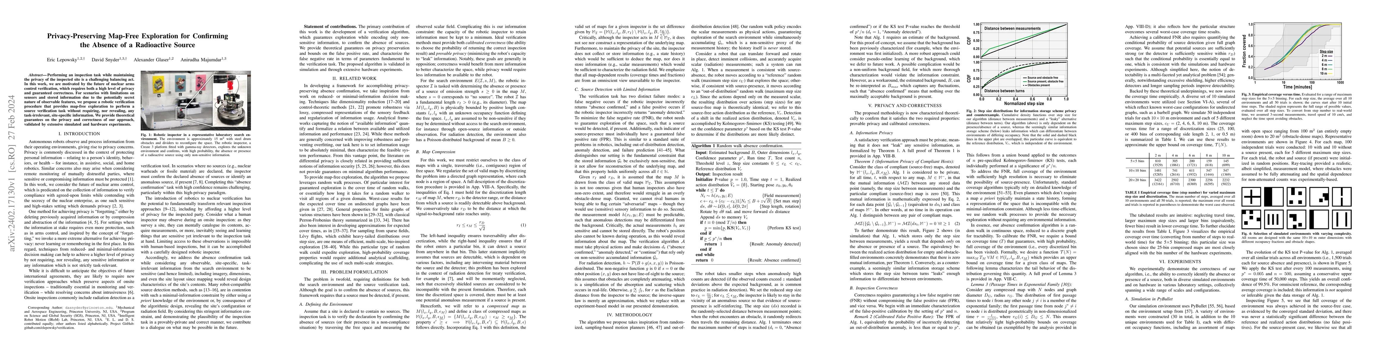 Thumbnail for Privacy-Preserving Map-Free Exploration for Confirming the Absence of a
  Radioactive Source