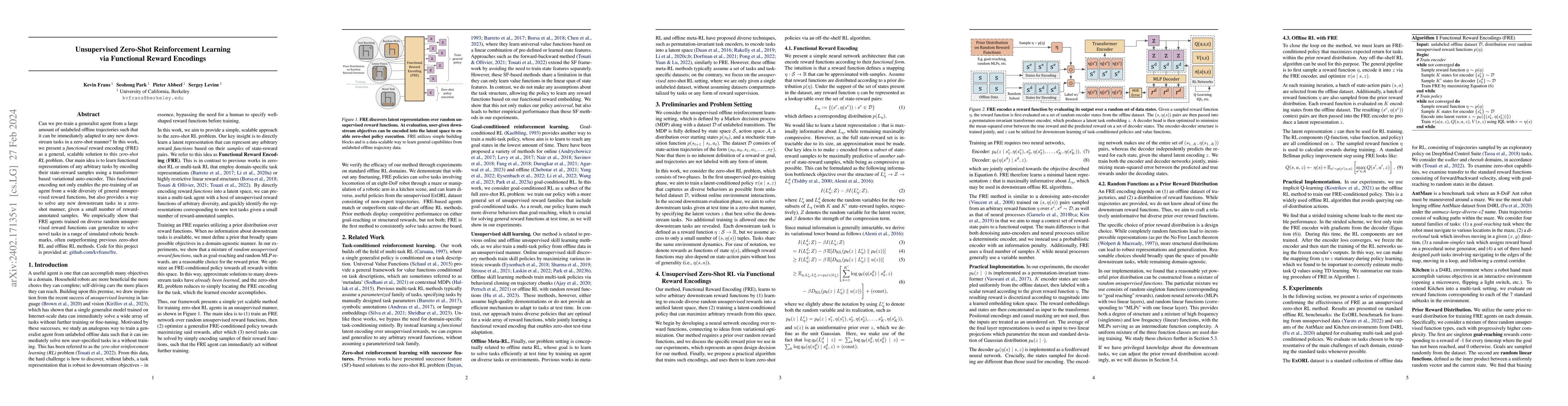 Thumbnail for Unsupervised Zero-Shot Reinforcement Learning via Functional Reward
  Encodings