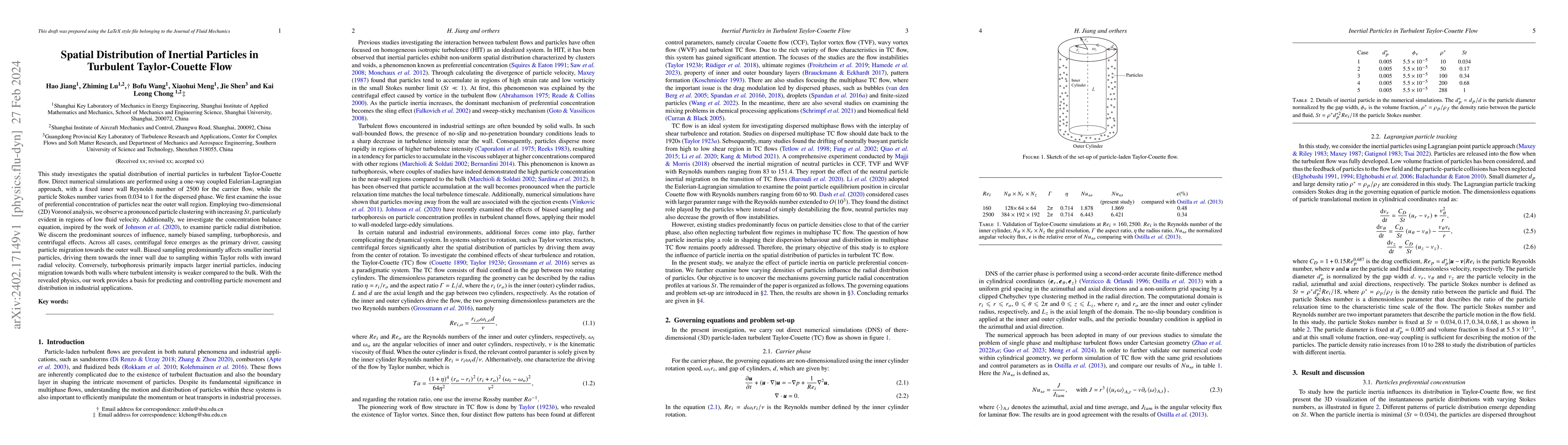 Thumbnail for Spatial Distribution of Inertial Particles in Turbulent Taylor-Couette
  Flow