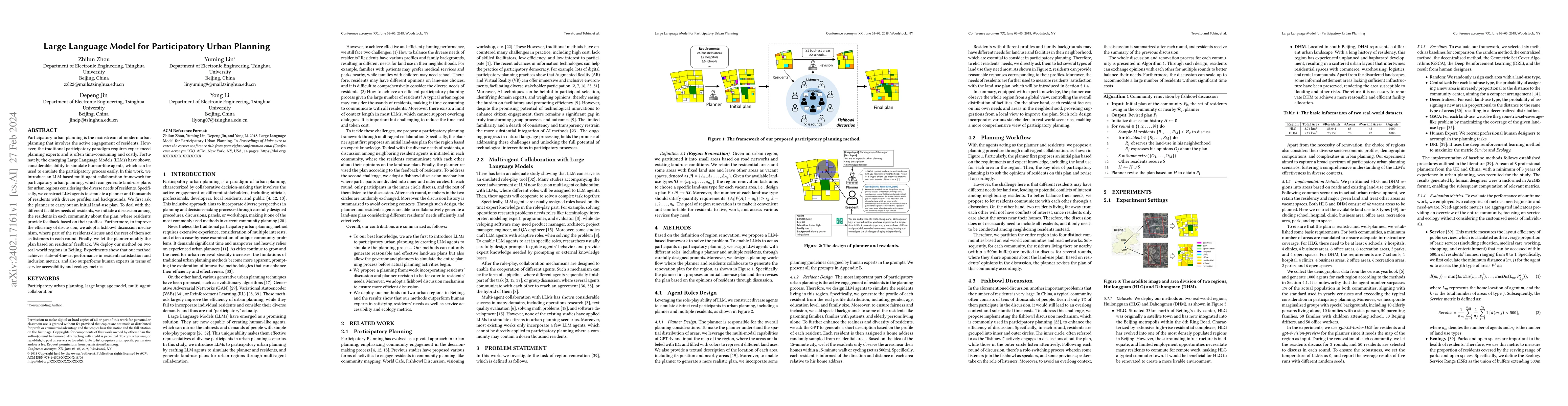 Thumbnail for Large Language Model for Participatory Urban Planning