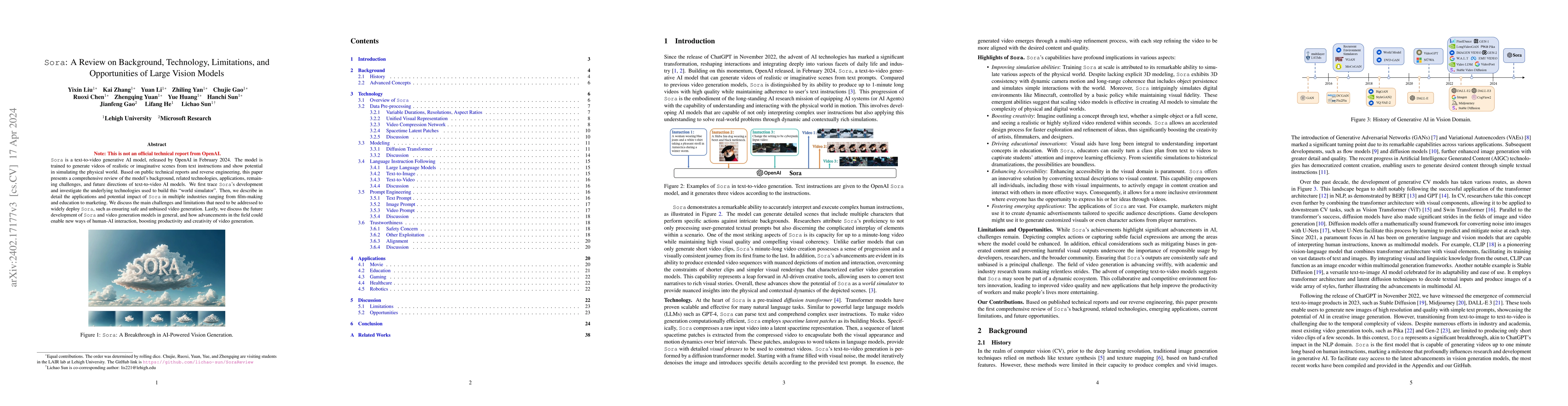 Thumbnail for Sora: A Review on Background, Technology, Limitations, and Opportunities
  of Large Vision Models